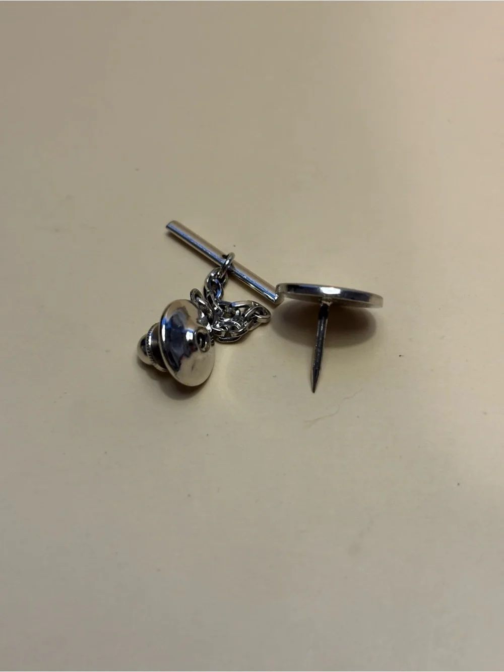 🌻Vintage Anson Silver-Tone Crystal Round Cufflinks and Tie Tack